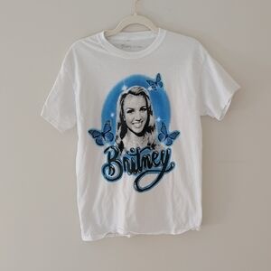Britney White Graphic T-Shirt with Blue Design